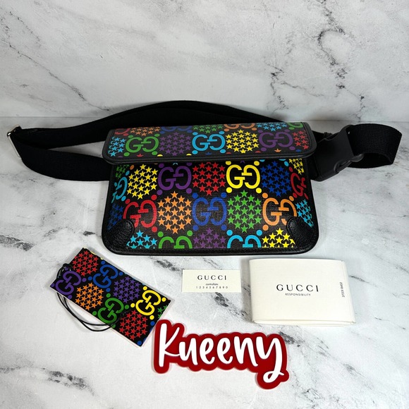 Gucci Psychedelic Belt Bag GG Supreme Monogram Crossbody Bumbag Slim Multicolor - Picture 2 of 16
